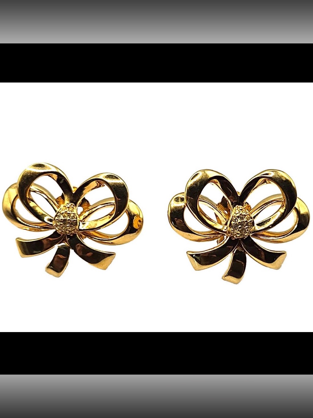 58 Elizabeth Taylor White Diamonds Wd GoldTone Ribbon Earrings